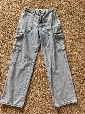 Fashion Nova Light Wash Cargo Jeans